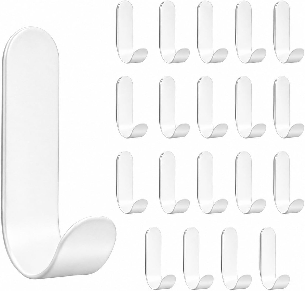 20 stuks zelfklevende haken, wandhaken, zelfklevend, zonder boren, haken van kunststof, wit, voor handdoeken, keuken - ShopVlot