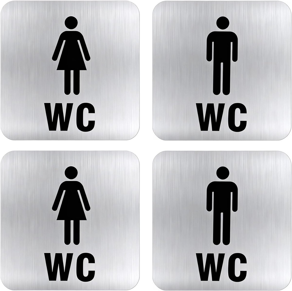 4 stuks wc-bordjes, zelfklevend, toiletbord van roestvrij staal, toiletbord, wc-sticker, wc-bord, zelfklevend - ShopVlot