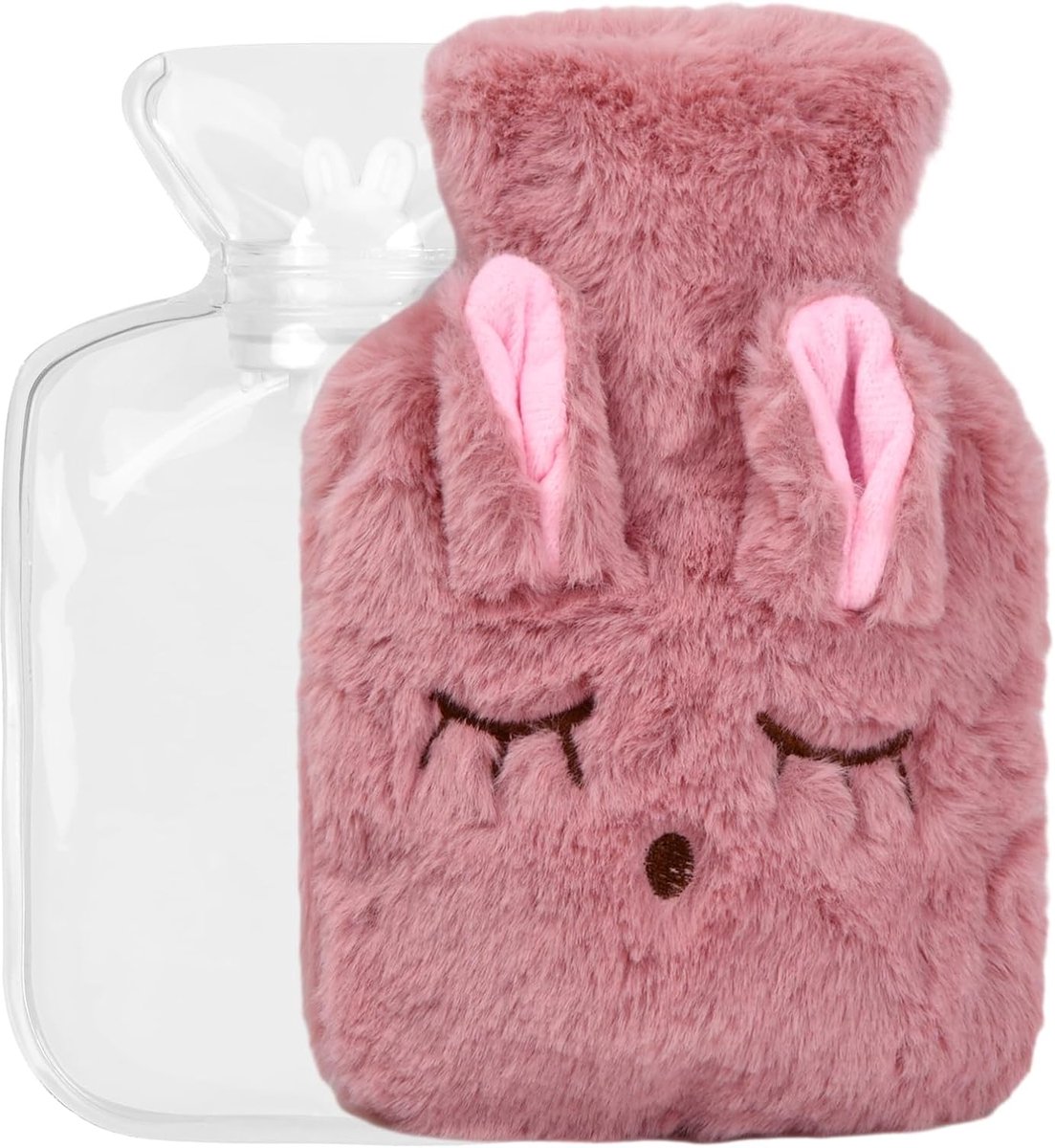 Hot Water Bottle with Cover, Premium Hot Water Bottle, Soft Cover, Mini Hand Warmer for Adults and Kids (Pink) - ShopVlot