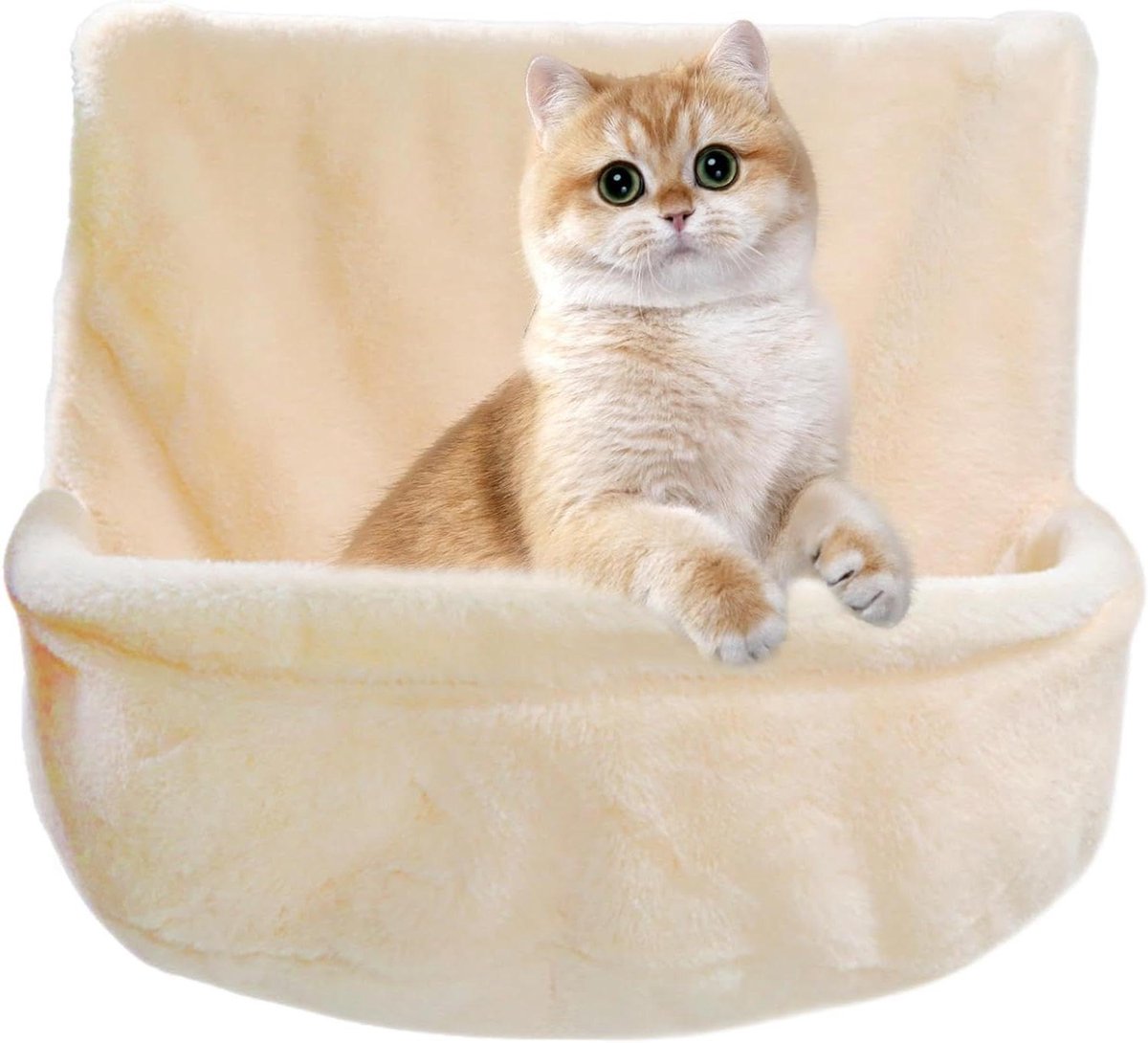Kattenhangmat met Reling - Kattenbed Stoel - Klim en Spring - Opvouwbaar en Stabiel - 680 gram - Beige Geel