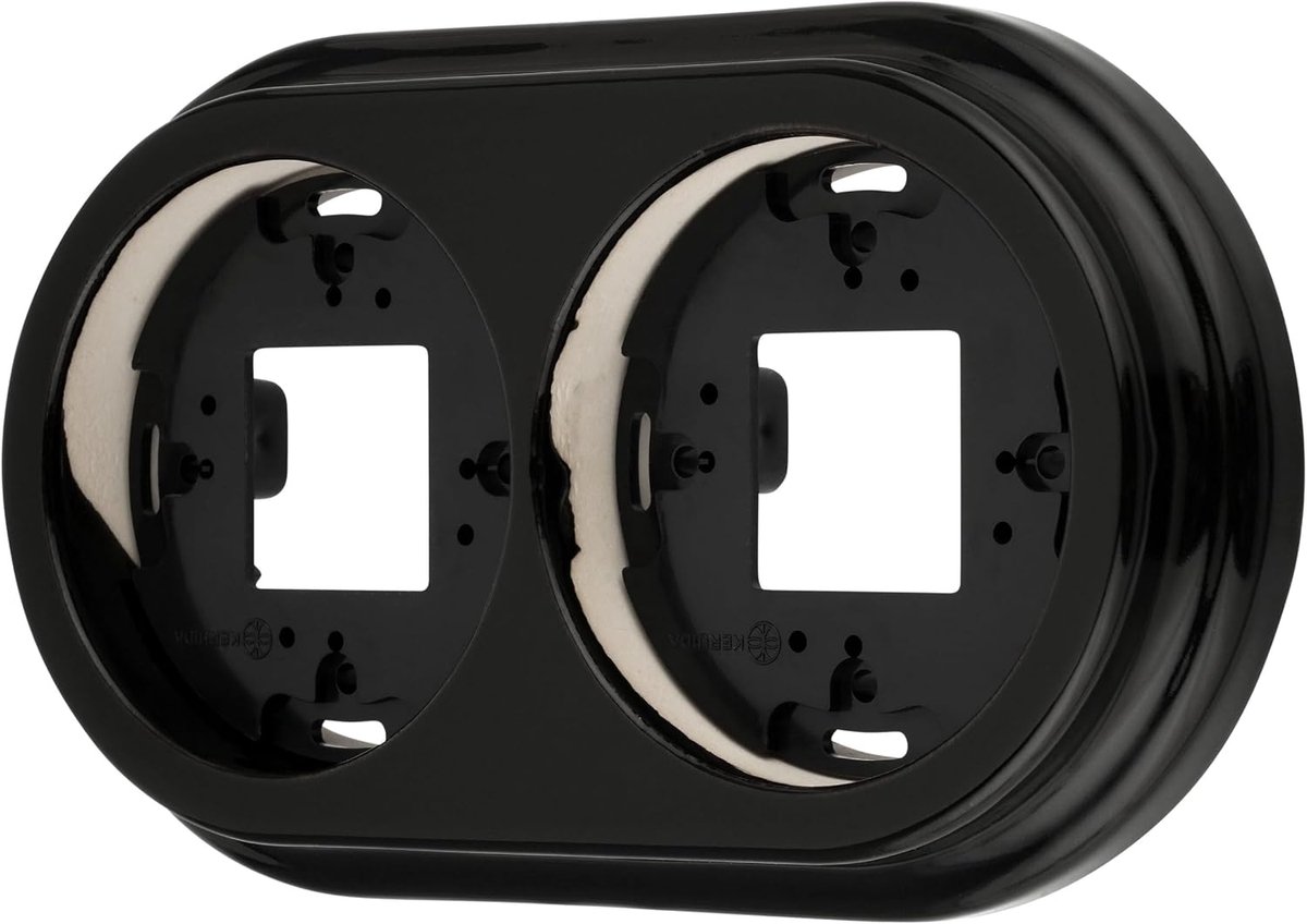 Surface mounted porcelain retro frame 2-gang, series QR1 black - ShopVlot