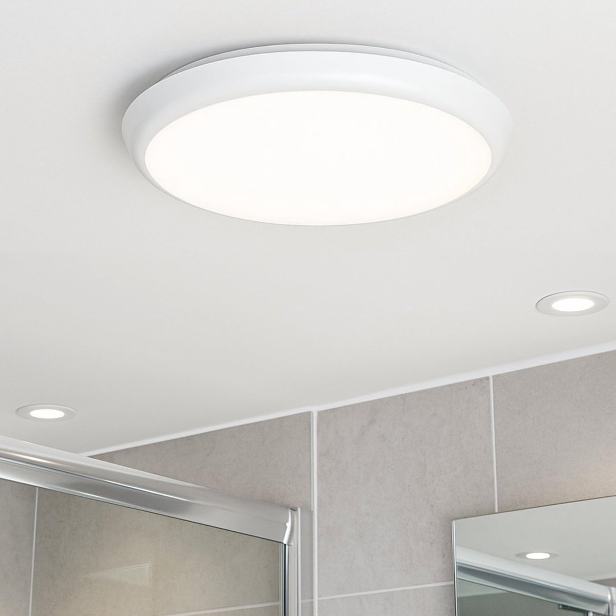 ADAKAT LED Ceiling Light, 22 W, IP54, HF Motion Sensor, Standby Dimming Function, Day White, 4000 K - ShopVlot