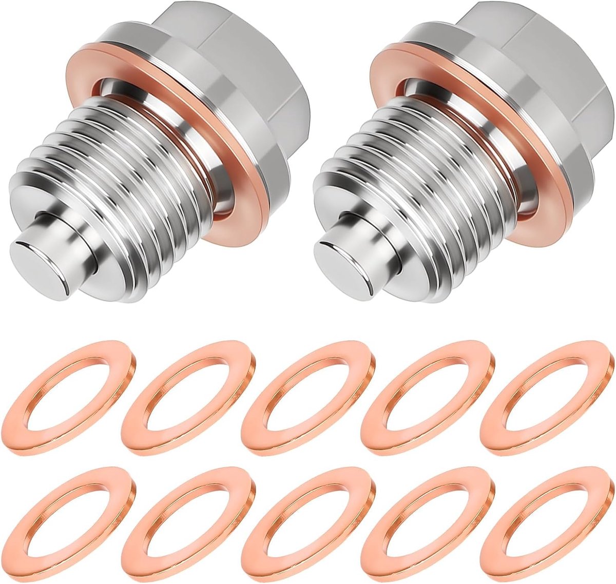 2 Pieces Magnetic Oil Drain Plug Oil Screws Bolts with Sealing Ring M14 x 1.5 with 10 Drain Seals for Most Cars - ShopVlot