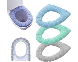 BTHEONE (3pcs) Bathroom Soft Thicker Warmer Stretchy Washable Cloth Toilet Seat Cover Pads, 3PCS (Blue, Pink, Brown) - ShopVlot