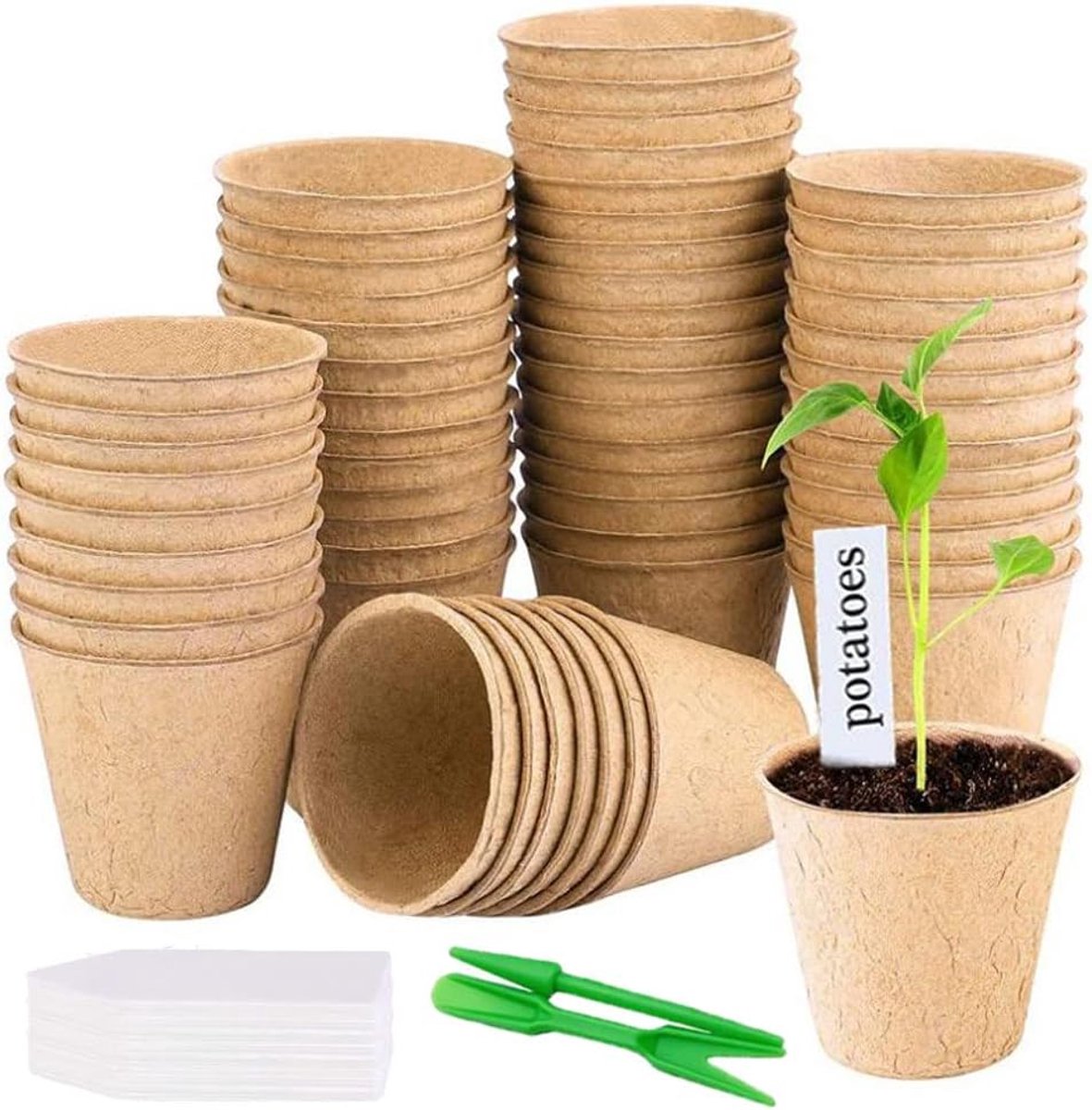 Determinable grow pots 50pcs 8cm grow pots seed pots plant pots round seed pots set with 50pcs plant labels and garden - ShopVlot
