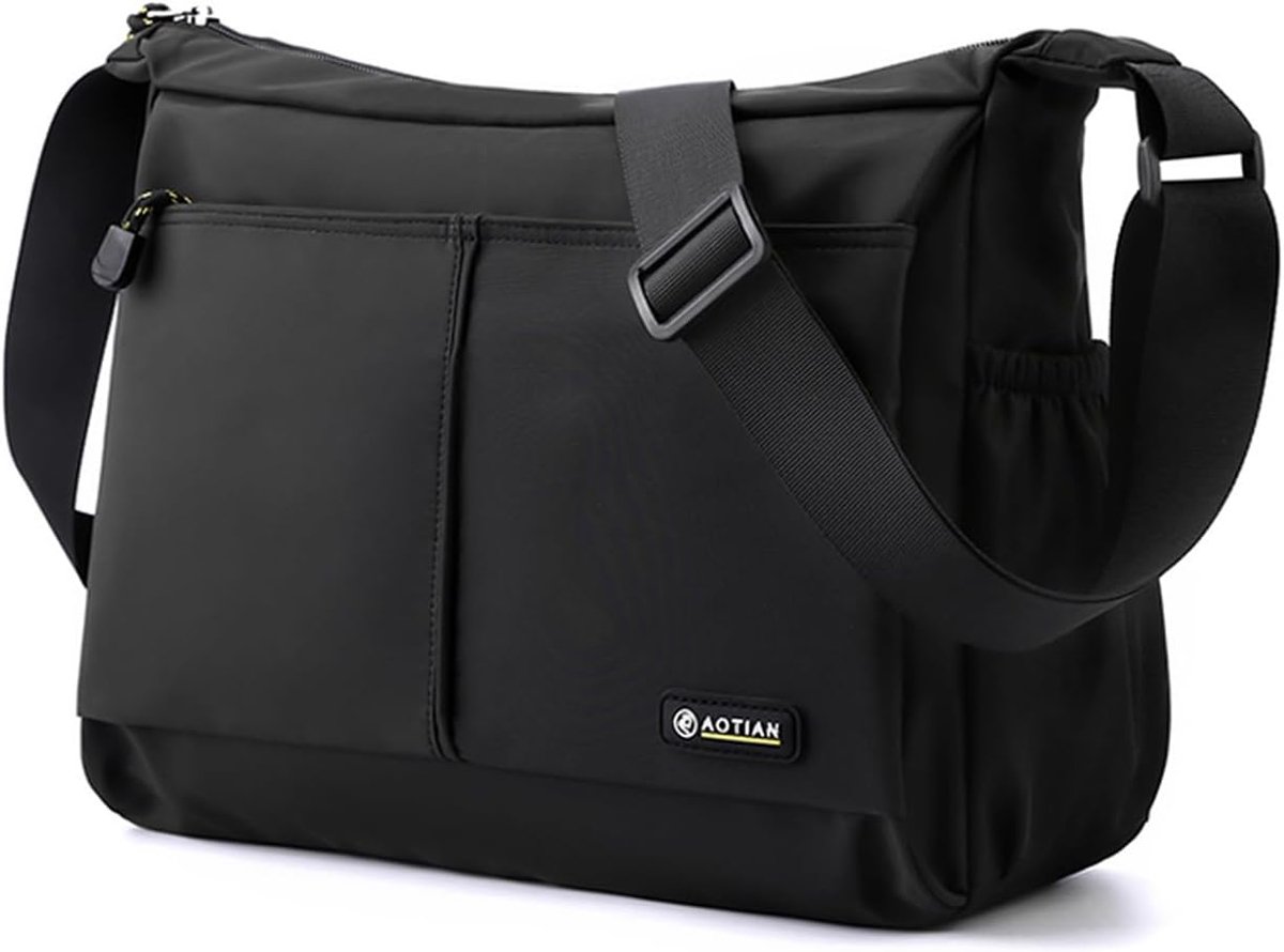 zhongningyifeng Men's Shoulder Bag Messenger Bag Nylon Waterproof Lightweight Casual Black Crossbody Bag for Work - ShopVlot