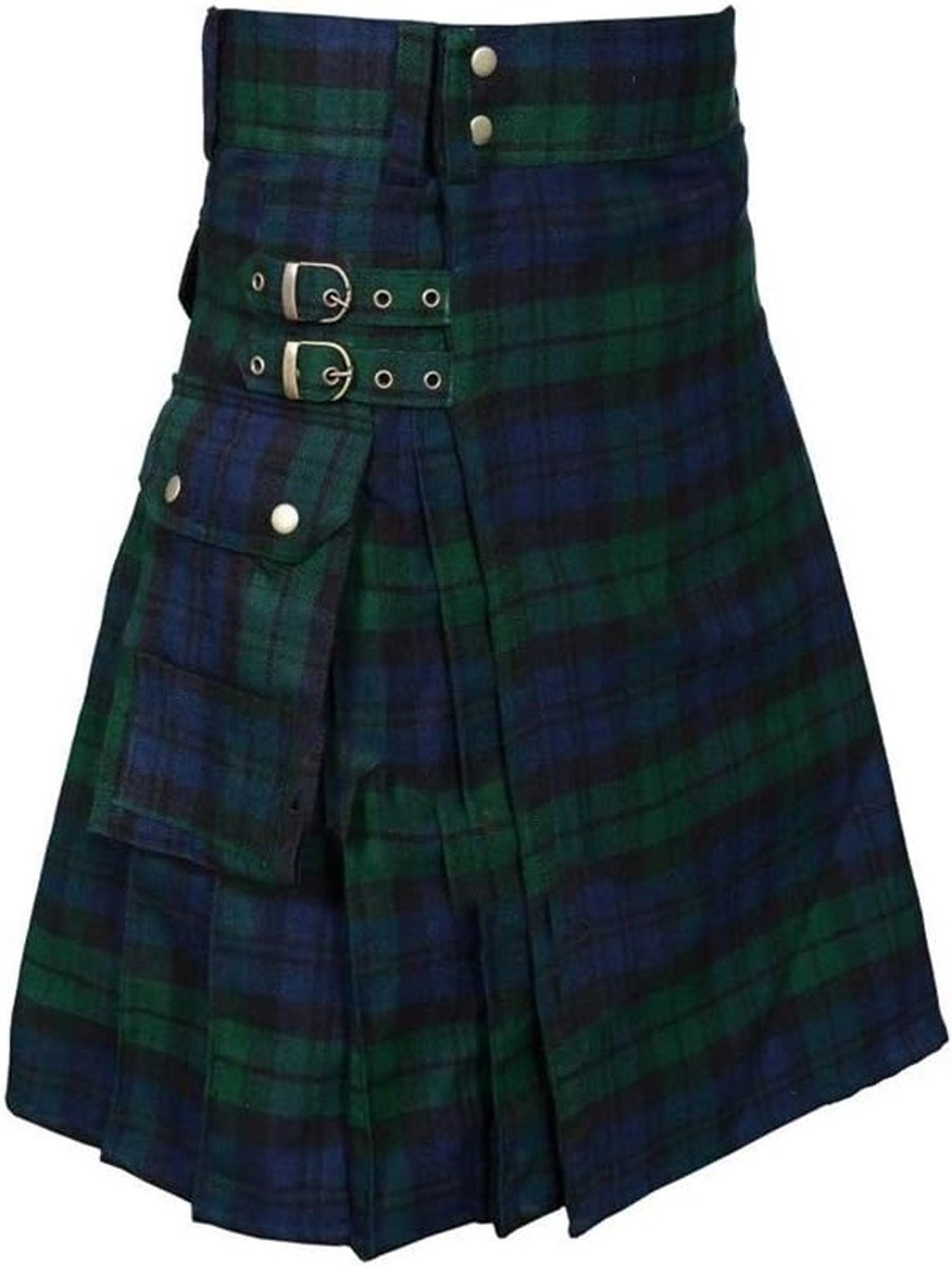 Tartan Men's Utility Kilts Tartan Kilt with Straps and Large Cargo Pockets - ShopVlot