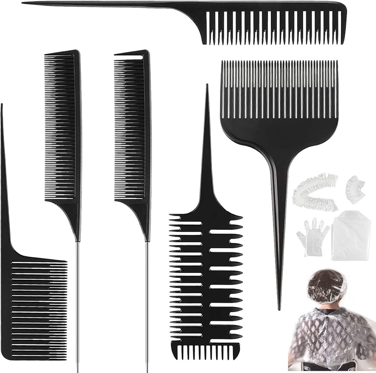 Set of 6 Strands Balayage, Comb, Hair Dye Comb, Professional Anti-Static Highlight, for Hair and Colouring, Styling - ShopVlot