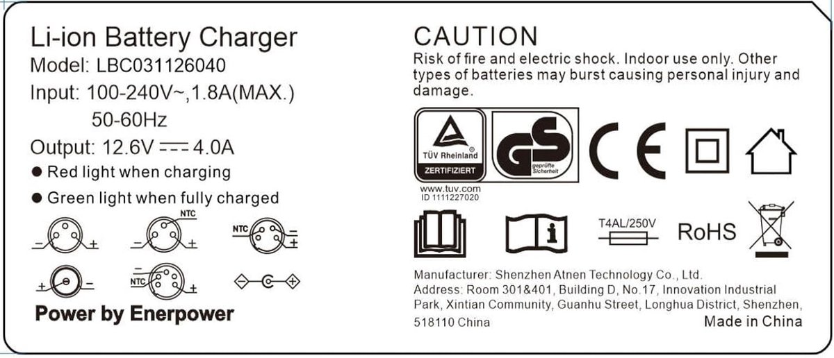 4A Charger 3S (12.6V Charging Voltage) Desk-Top for Li-ion Batteries 10.8V-11.1V DC Round Plug 5.5mm x 2.1mm (GS) - ShopVlot