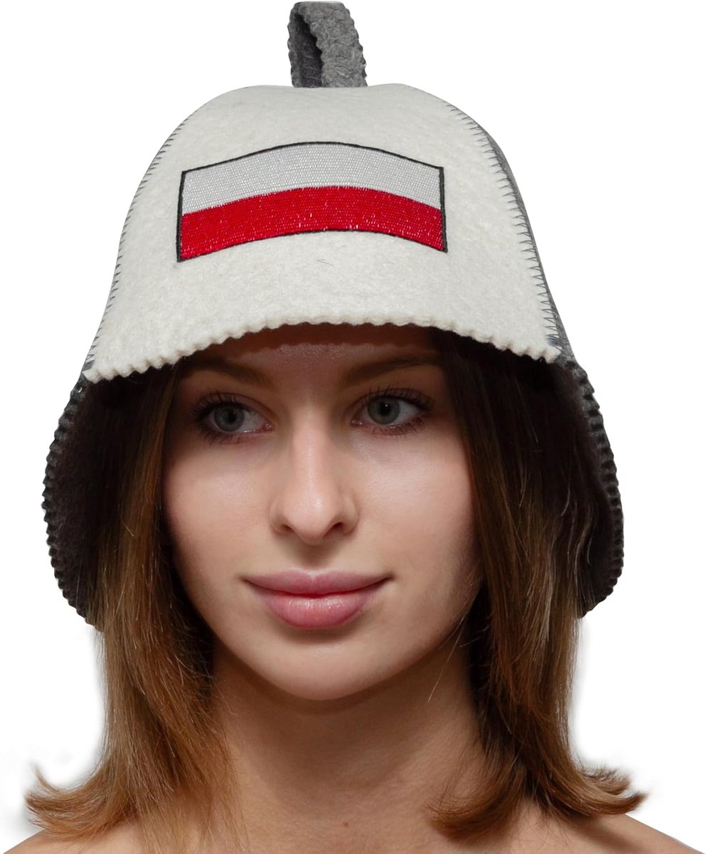 Polish Flag Sauna Hat for Men and Women - Finnish Sauna Cap - Felt Sauna - ShopVlot