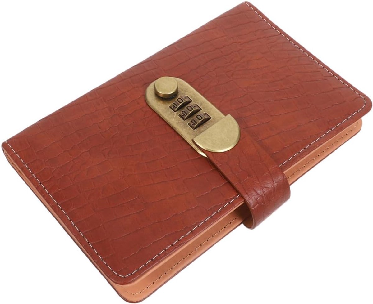 UKCOCO Spaarboek met geheime code met hangslot, 100 genummerde enveloppen, omslag van PU-leer, krokodillenmotief - ShopVlot