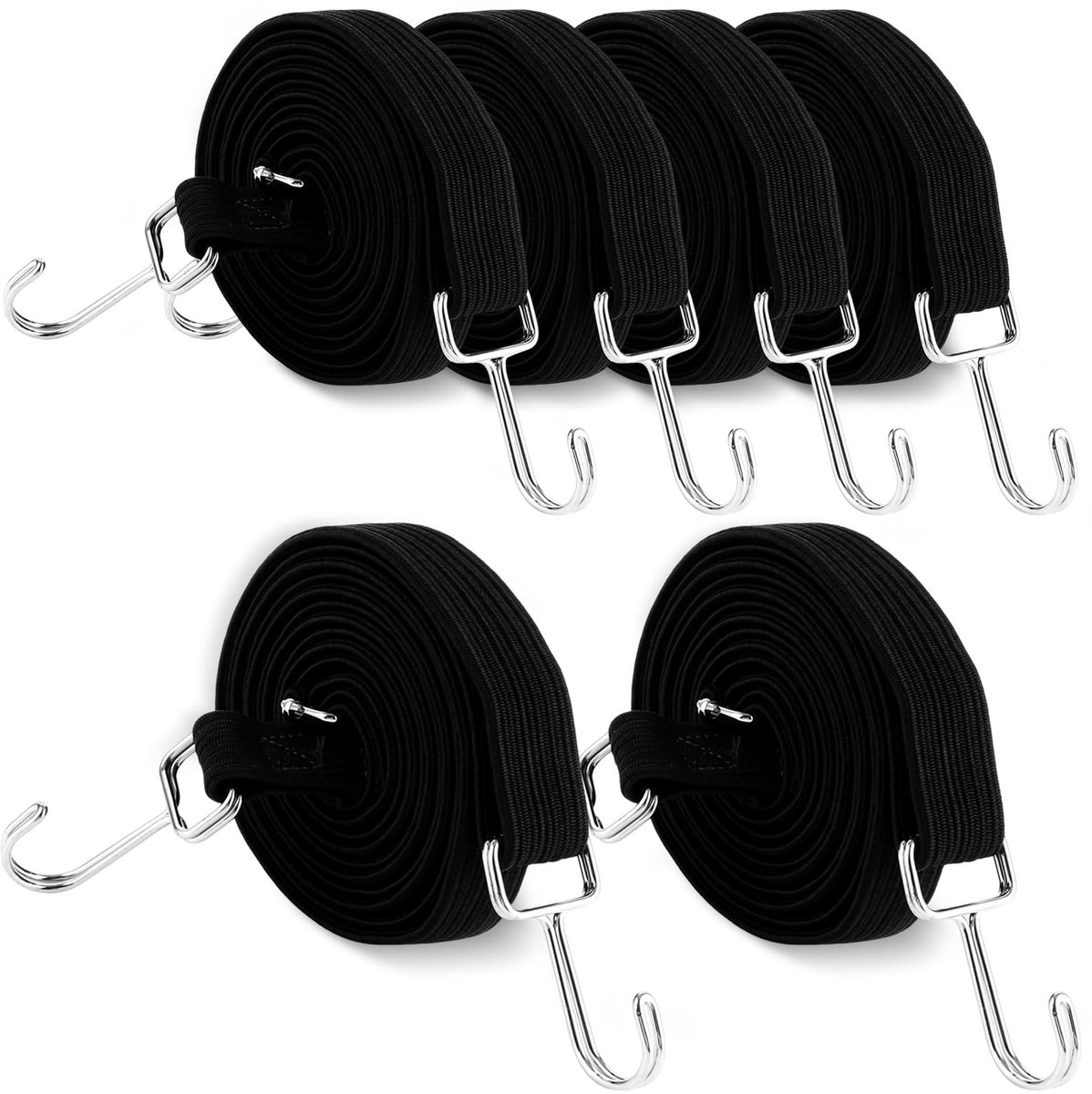 Solidchoice - Set van 6 Verstelbare Bungee Koorden met Haken
