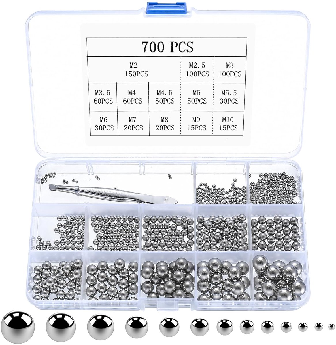 700 Pieces Stainless Steel Ball Bearings M2 to M10 Precision Balls for Maintenance and Repair in Industry, Vehicle and - ShopVlot