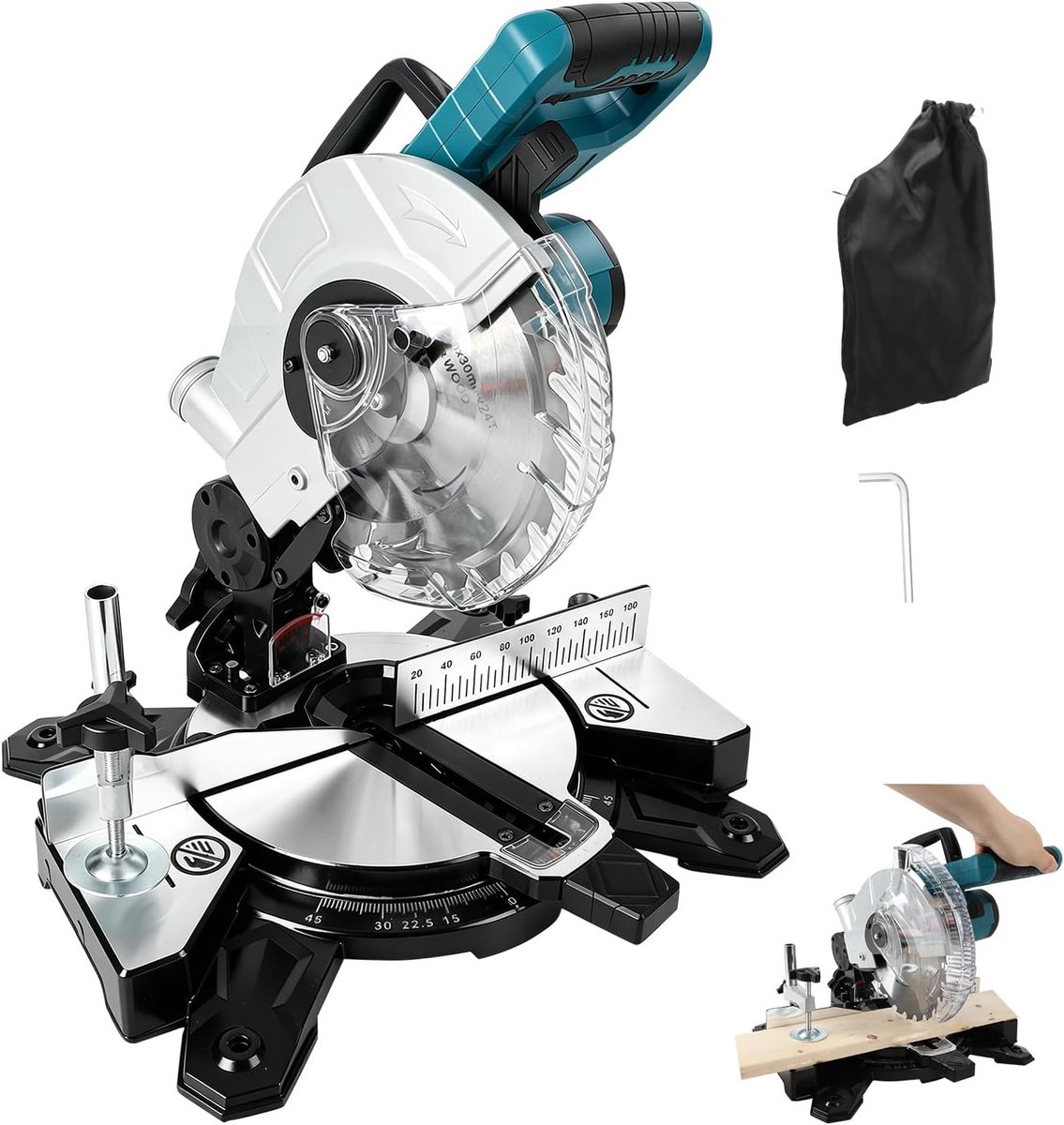 Kapp en verstekzaag compatibel met Makita 18 V, diameter 210 mm zaagblad glijverstekzaag, 0-45° schuine sneden - ShopVlot