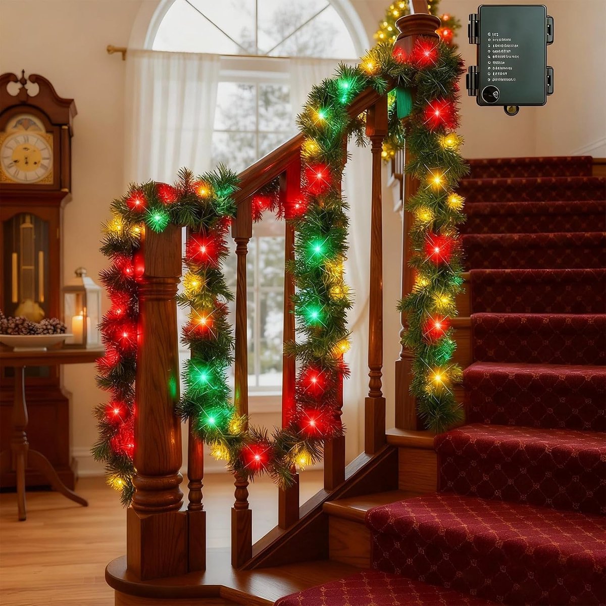 Christmas Garland with Lights 4.5 m 50 LED Illuminated Artificial Christmas Garland Pine Garland Green Christmas - ShopVlot