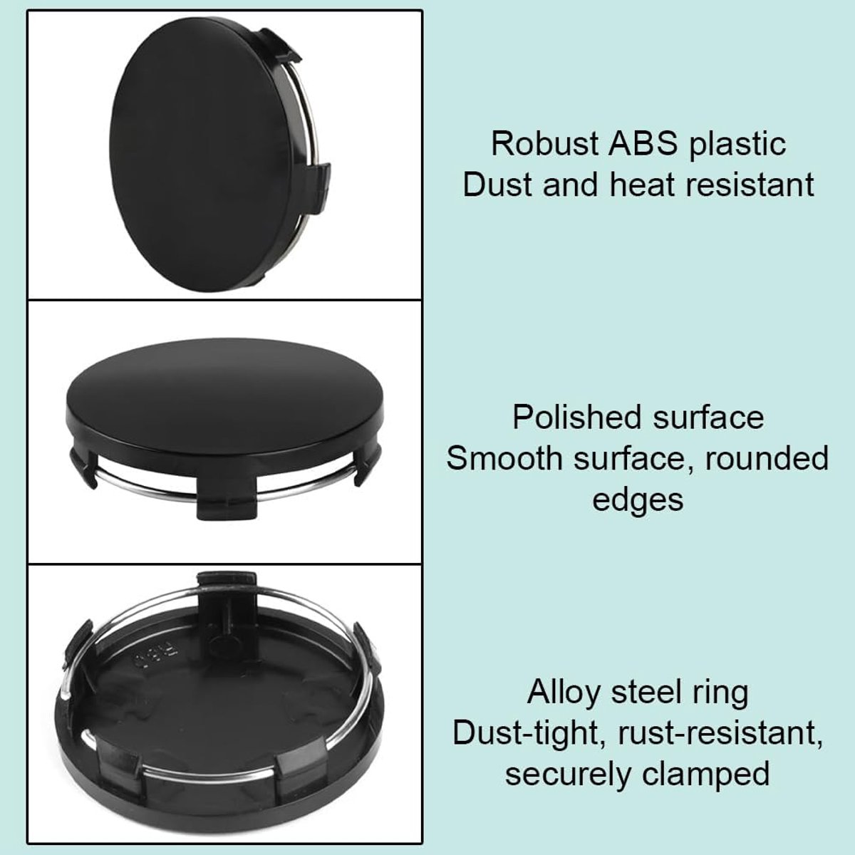 Universal Hub Caps ABS Black Hub Caps Hub Caps Compatible with VW Audi Hub Caps Car Accessories (OD 60mm ID 56mm) - ShopVlot