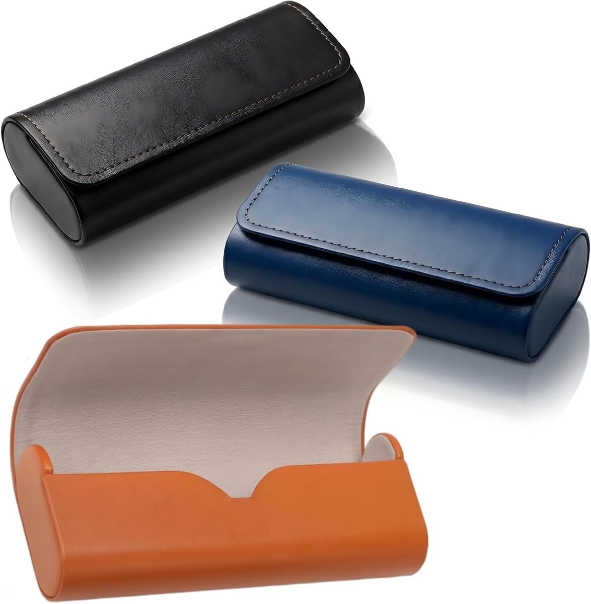Brillenkoker hardcase, brillenkoker lederen etui voor bril PU lederen brillenkoker zwart bril etui dames en heren - ShopVlot