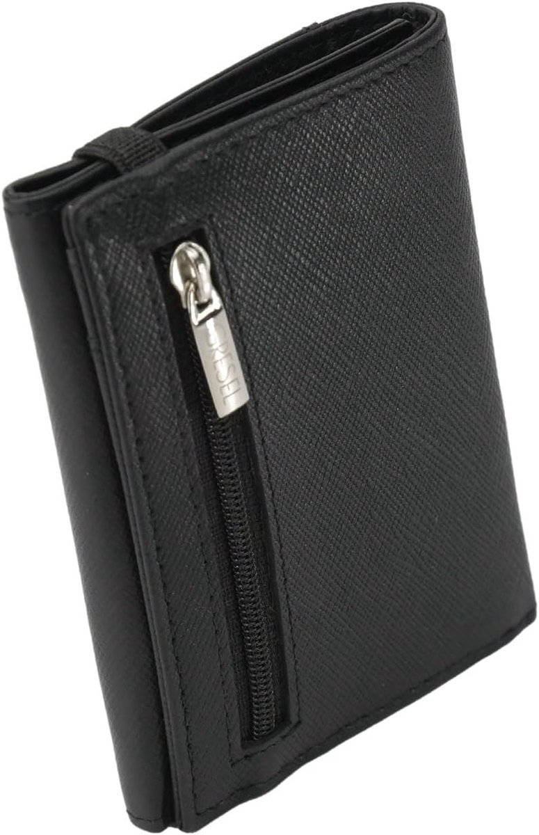Men's Slim Genuine Leather Wallet with Wallet, Card Holder, Black, saffiano-black, Saffiano - ShopVlot