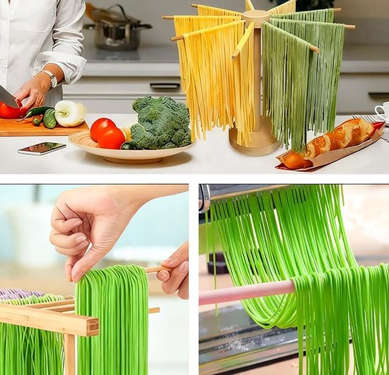 Noedeldroger, draaibare pastadroger, pastadroogrek, met 9 afneembare stanggrepen, voor Italiaanse pasta, Chinese - ShopVlot — afbeelding 2