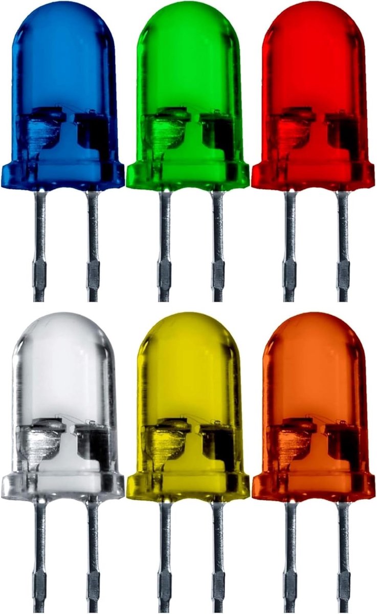 LED 5mm assortment 150 pieces with 6 colors blue red yellow green orange white light emitting diode extra bright 2-3V - ShopVlot