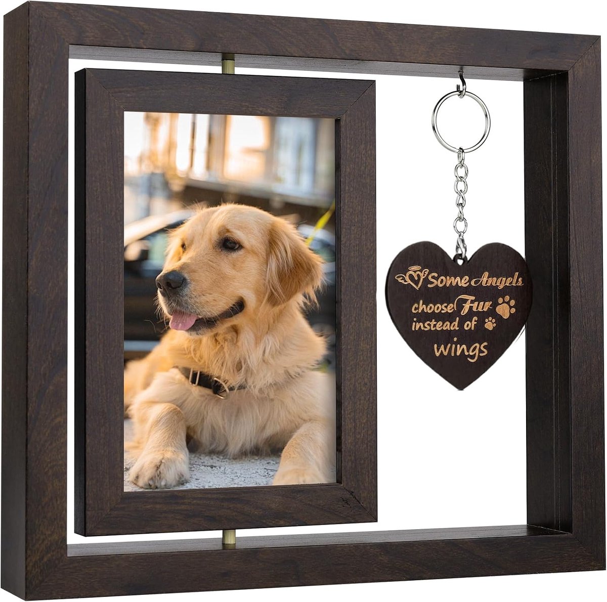 Dog Loss Memorial Gifts, Rotating Photo Frame 4x6 with Pet Liking Card, Double-Sided Photo Frame, Pet Memorial for - ShopVlot