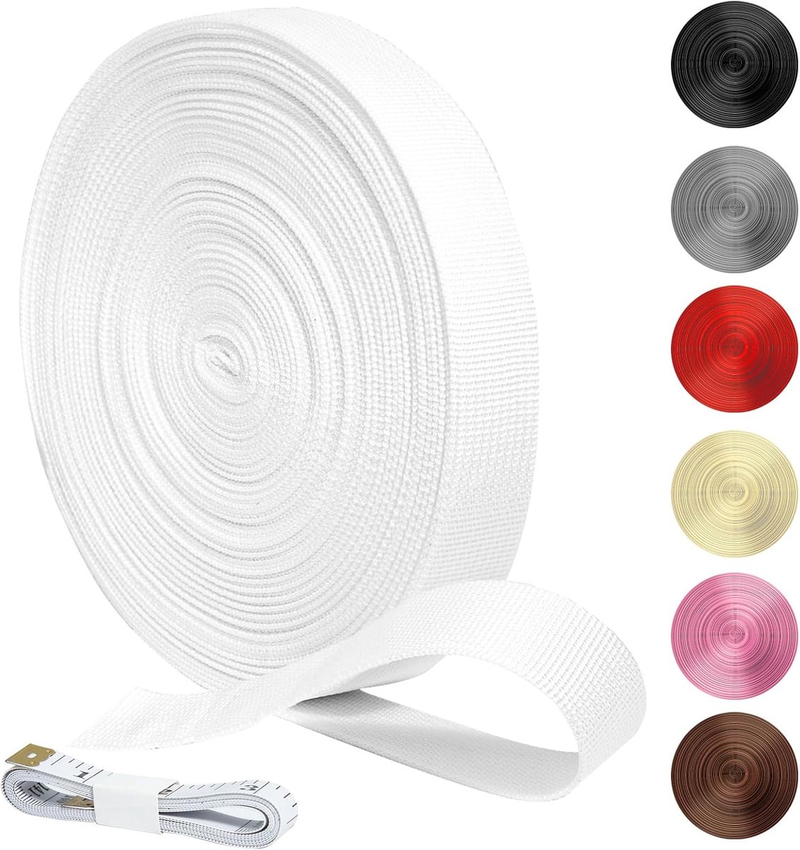 20 m White Polypropylene Web Strap 25 mm Wide Robust Straps Cotton Waterproof for Sewing Backpack Bags Dog Leashes - ShopVlot