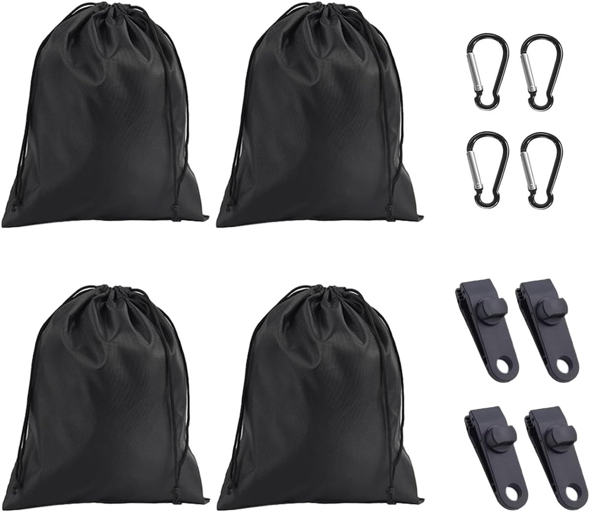 Windbestendige gewichtszak met karabijnhaken en clips (4 stuks) - ShopVlot