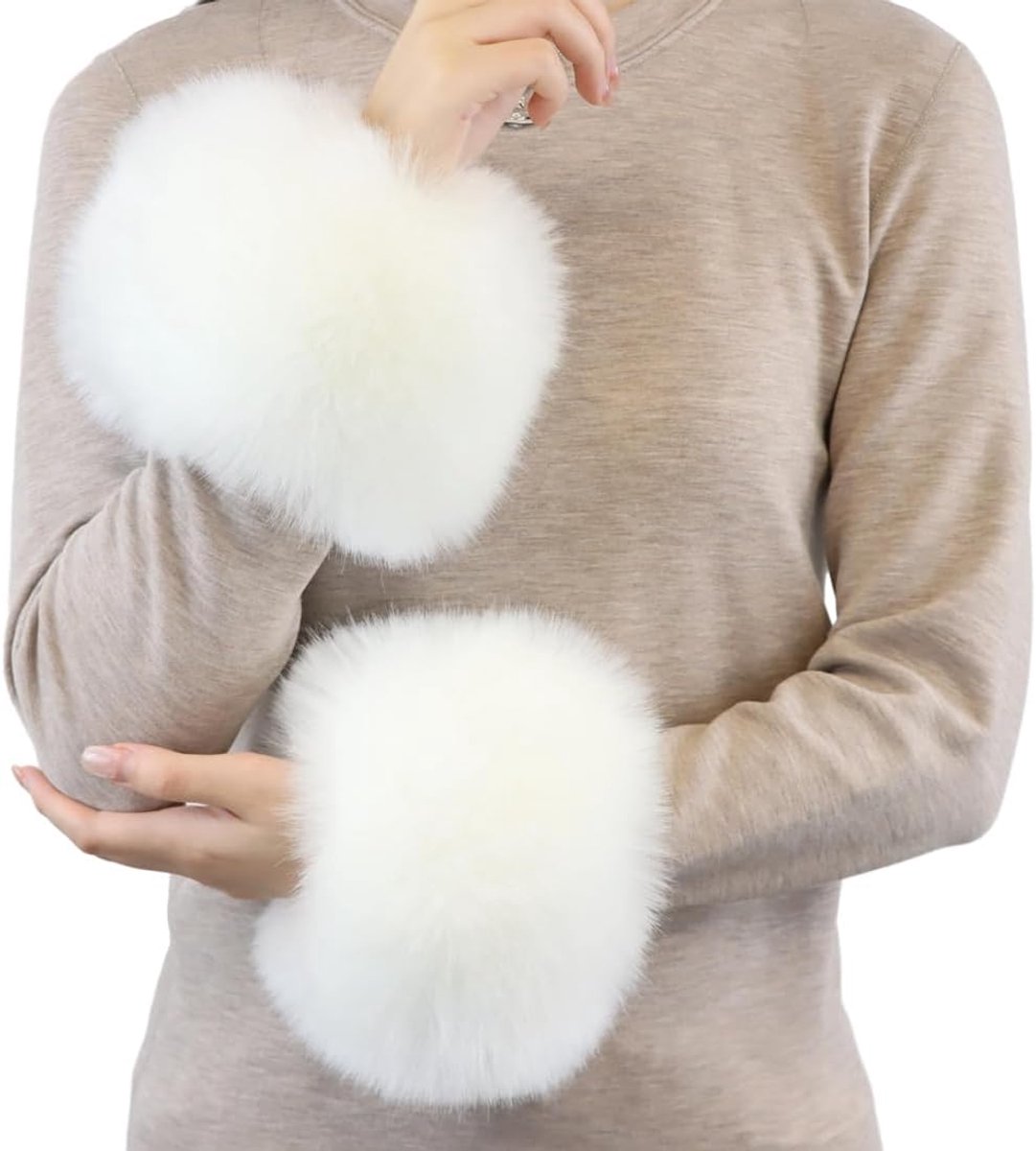 Women's Arm Warmers and Arm Warmers, Fur Cuffs, Gloves, Windproof Cuffs, Wrist Protection, Warm Faux Fox Fur Sleeves - ShopVlot