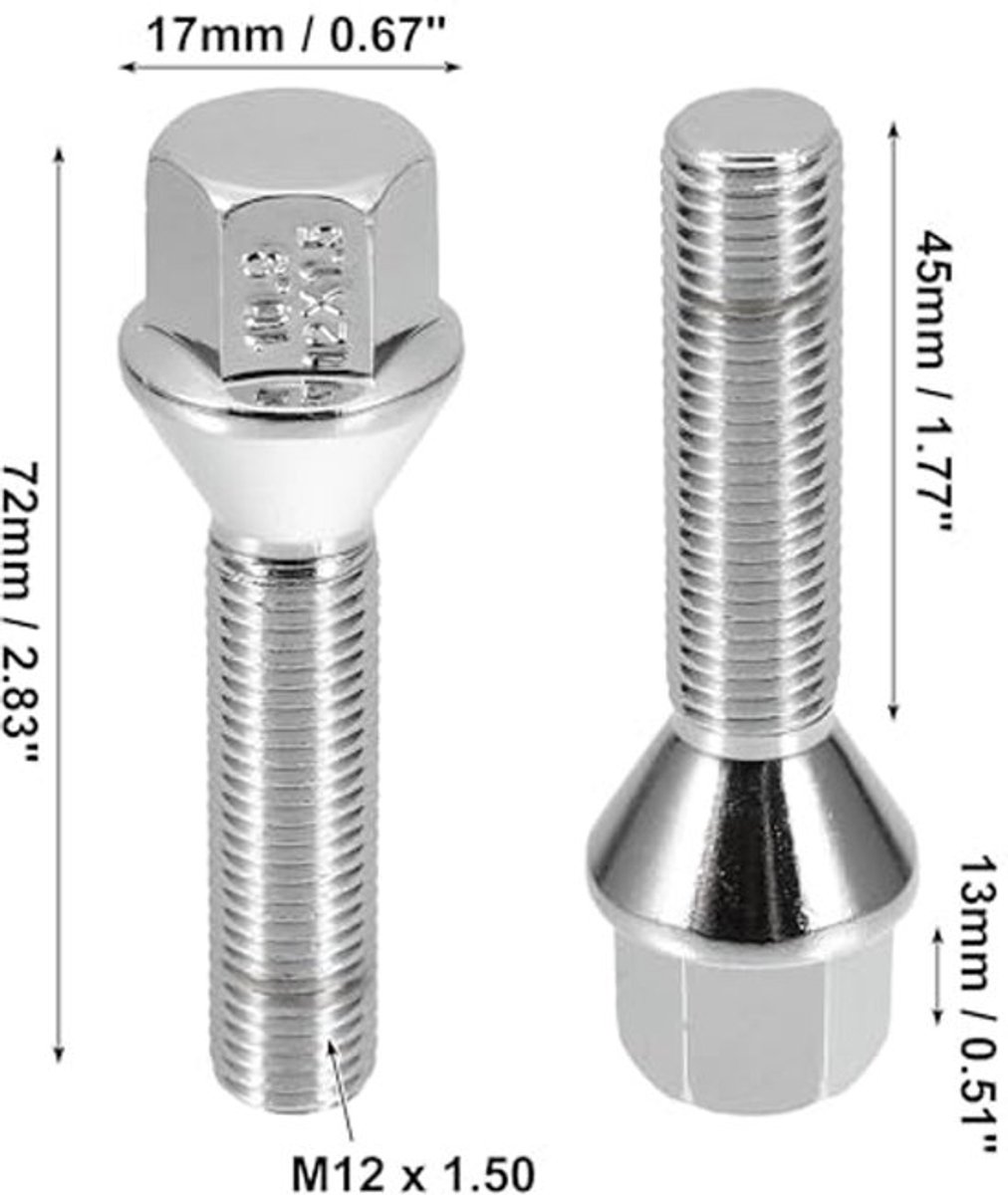 Wielbouten wielbouten M12 x 1,5 conisch wielbevestiging velgbevestiging 45mm, 8 stuks