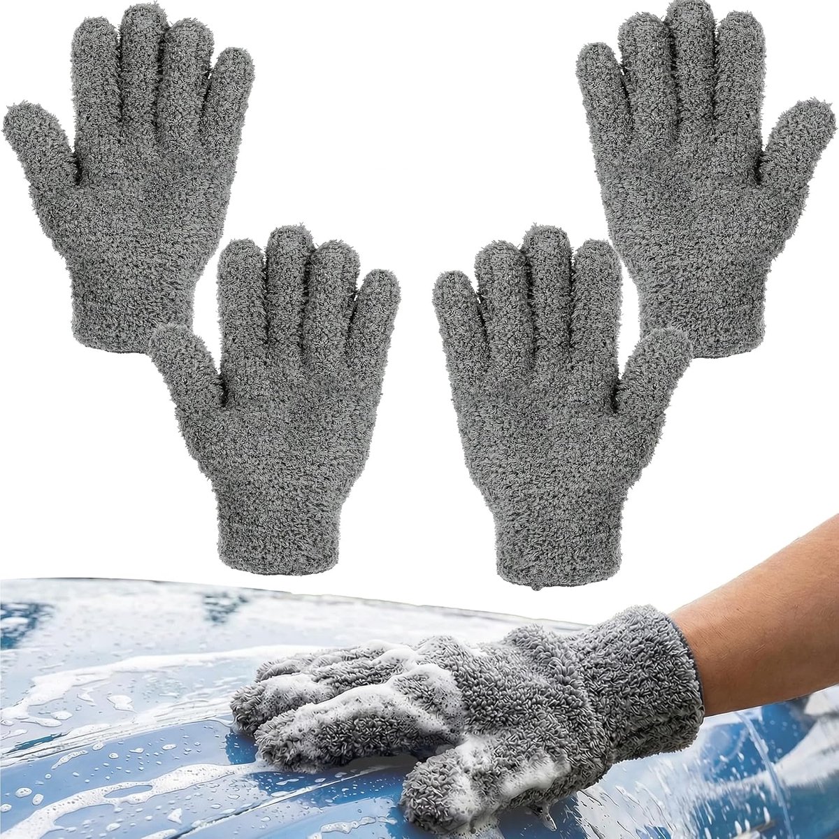 Schoonmaakhandschoenen 2 Paar - Ultra-Zacht Microfiber - Voor Auto- en Huishoudelijke Reiniging - ShopVlot
