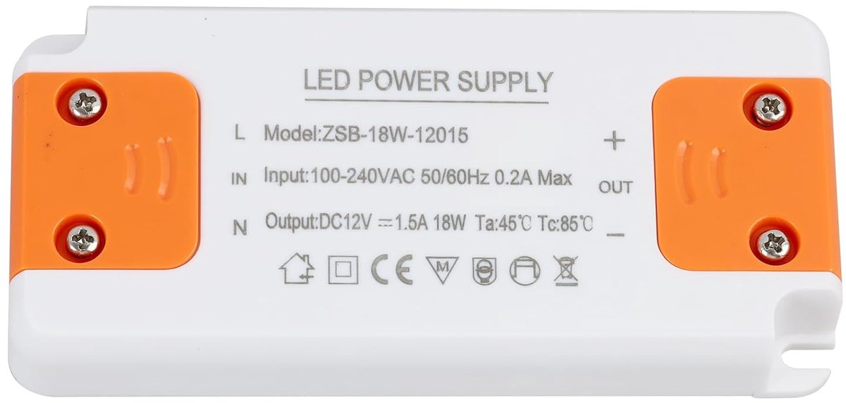 LED transformer 18W - DC 12V 1.5A - geschikt voor binnenverlichting - stabiele flickervrije output - ShopVlot