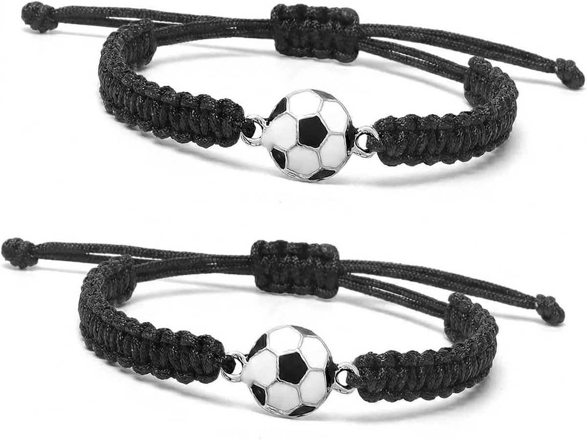 Voetbalarmbanden 2 stuks - verstelbare polsbandjes - zwart - ideaal voor sporters - ShopVlot