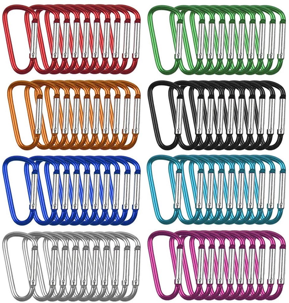 Solidchoice - Set van 80 Mini Carabiners van Aluminium met Sleutelhanger