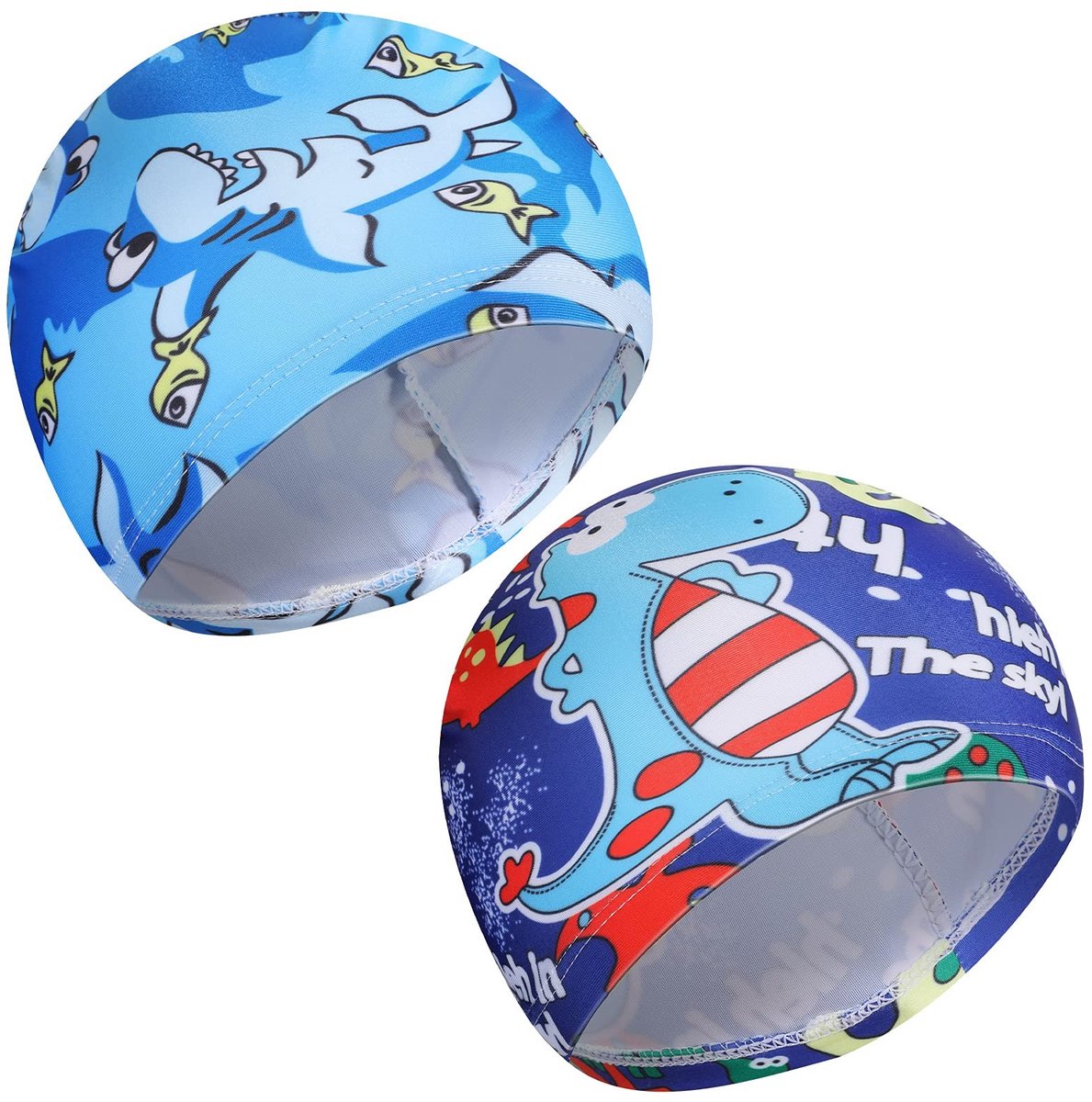 Solidchoice - Set van 2 Kinderswimmingcaps met Cartoon Motief voor Jongens en Meisjes