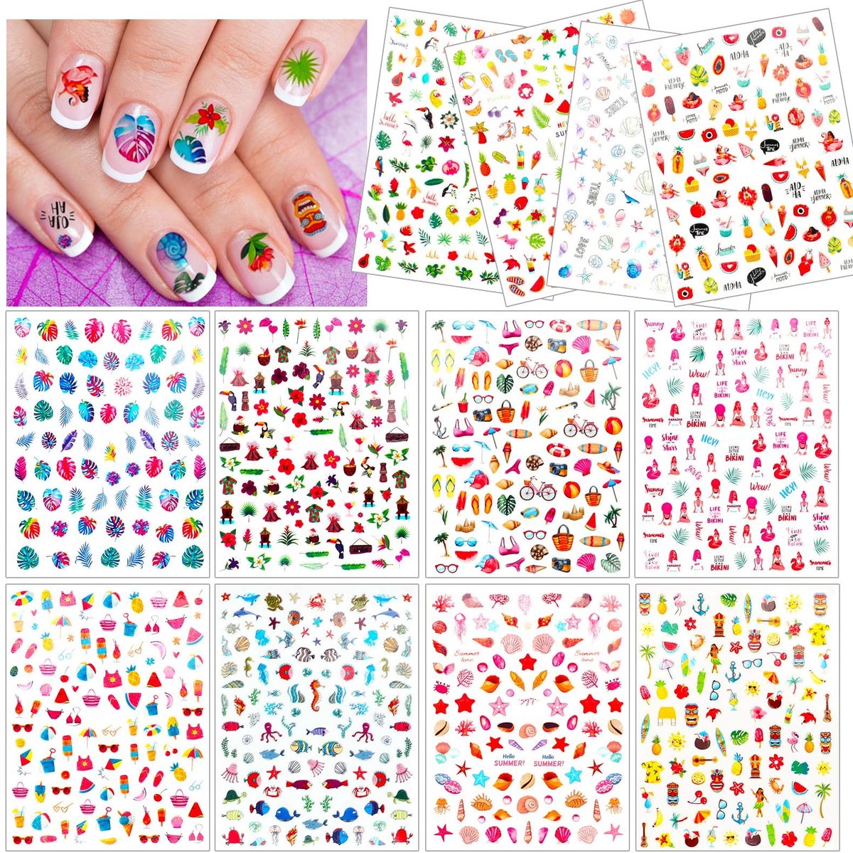 Solidchoice - 1200+ Zomer Nail Sticker Set voor 3D Nagelkunst