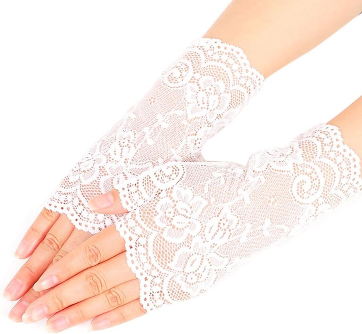 Vingerloze Leren Handschoenen - Bruidskant - Elegant Design - Perfect voor Bruiloft en Feesten - ShopVlot