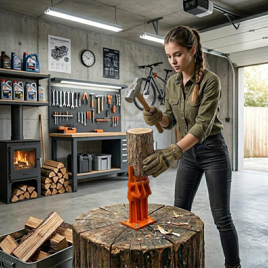 Houtklover - Handmatige Houtsplitter - Veilig Brandhout Kloven - Stalen Kloofblok - Voor Aanmaakhout en Kleine Houtblokken — afbeelding 4