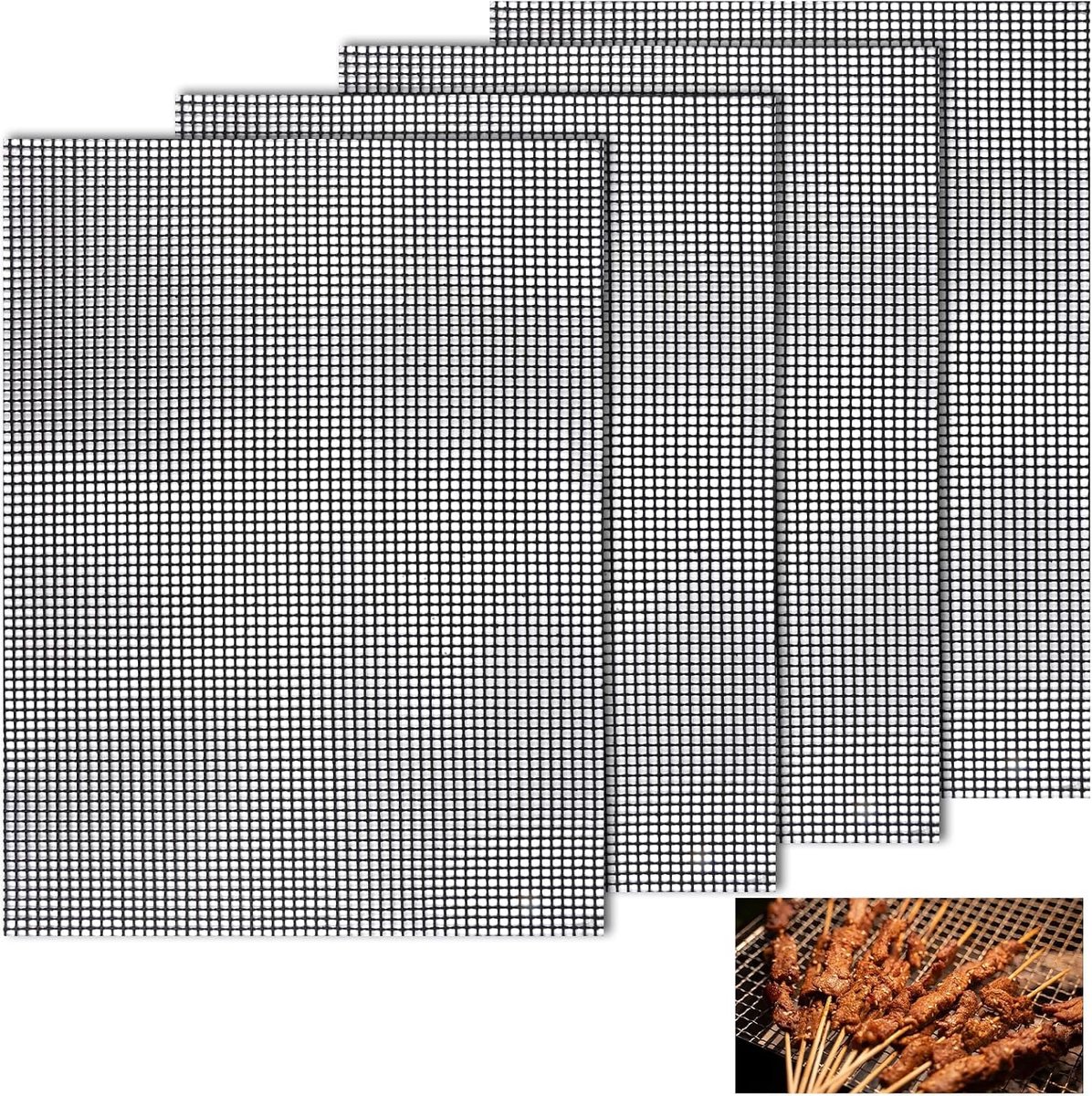 BBQ grill mesh mat 40 x 30 cm - herbruikbaar en hittebestendig - antiaanbaklaag - ideaal voor vlees en groenten - ShopVlot