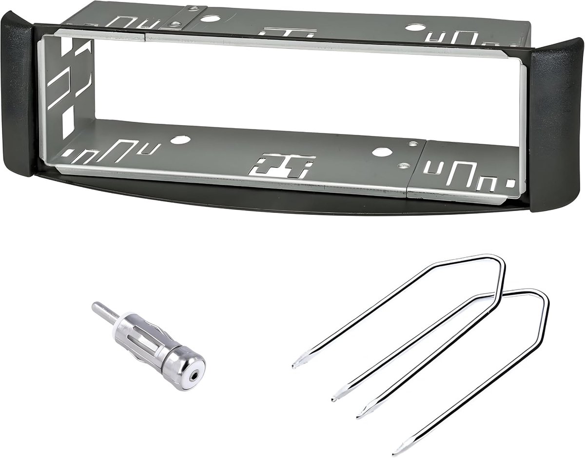 Montageset radio paneel 1 DIN - grijs - inclusief antenneadapter - eenvoudig te installeren - ShopVlot