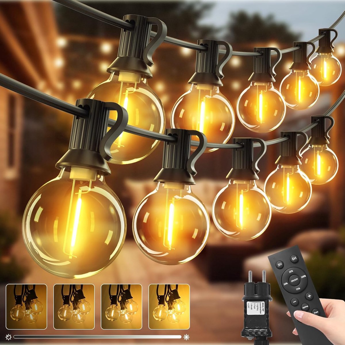 Buitenverlichting 10 m - LED Sfeerverlichting met afstandsbediening - Waterdichte lichtsnoeren - ShopVlot