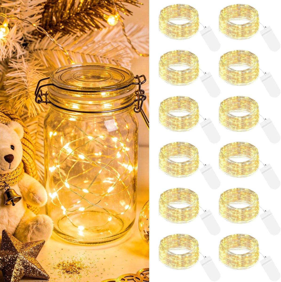 LED fairy lights 2 m - 20 mini lampjes - zilver draad - ideaal voor feestdecoratie - ShopVlot