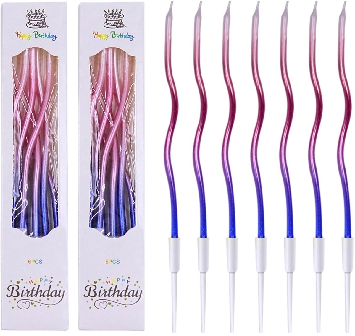 Solidchoice - Spiral Cake Candles, Set van 12 met Houder