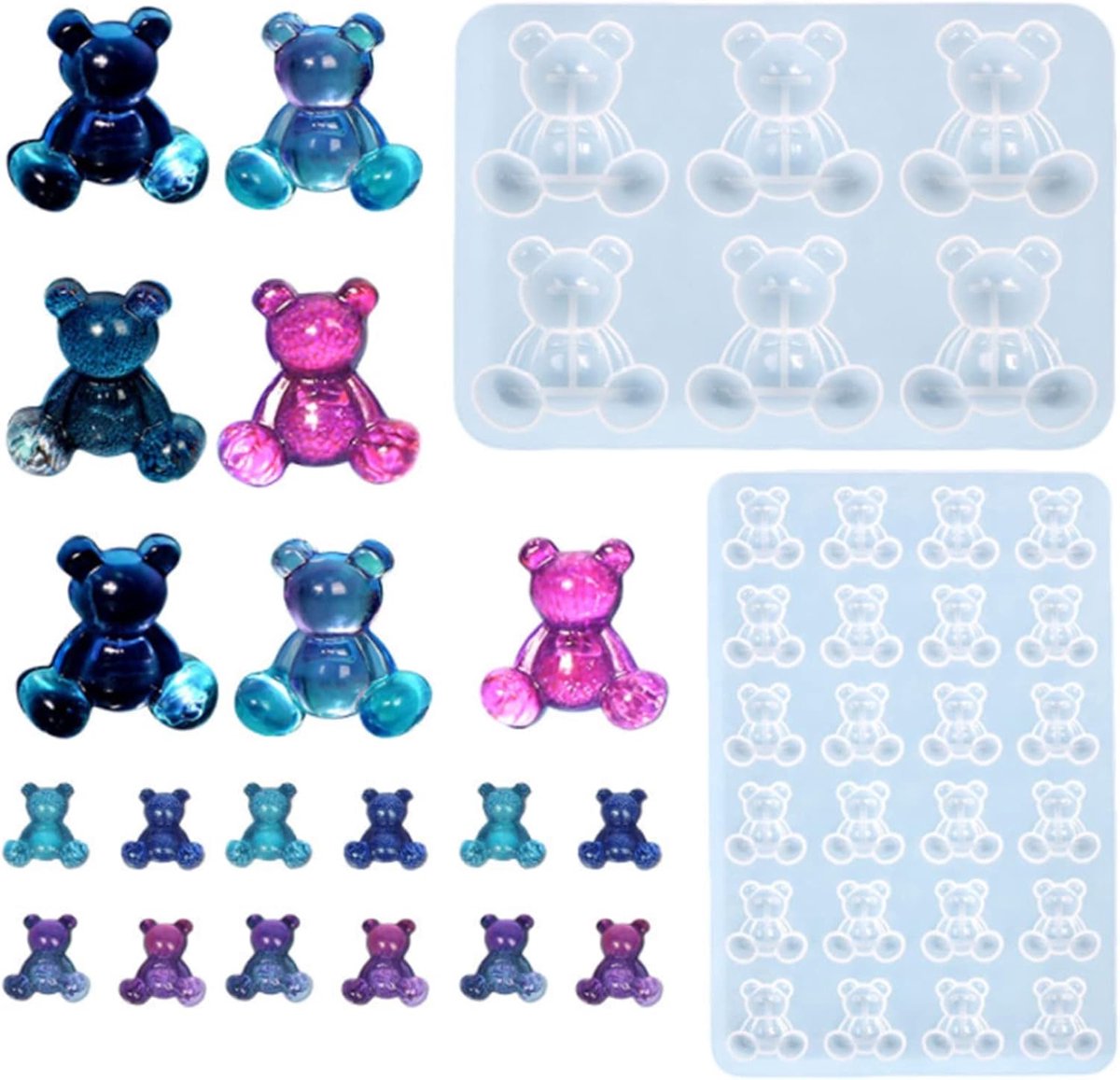 Siliconen Mallen Beer 2pcs - Dierlijke Teddybeer Gietmallen - Flexibel en duurzaam - Ideaal voor DIY sieraden - ShopVlot