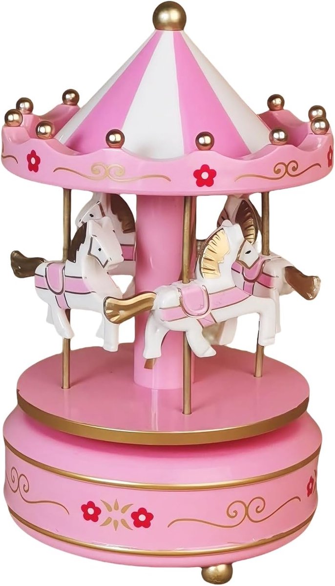 Muziekdoos carrousel - vintage design - rode draaimoment - perfecte decoratie voor verjaardagen - ShopVlot