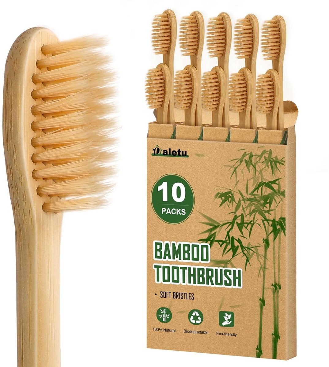 Solidchoice - Biodegradeerbare Bamboe Tandenborstels, Set van 10 Stuks
