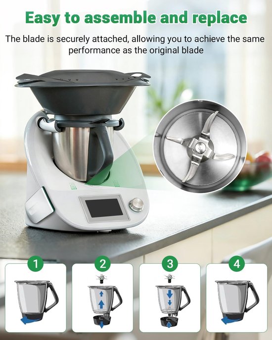 SnelShoppen - Vervangend Mixmes voor Thermomix TM5 en TM6, Hoogwaardig Roestvrij Staal, Perfect voor Fijnmaken, Roeren, Pureren en Mixen, Keukenmachin van Snelshoppen — afbeelding 3