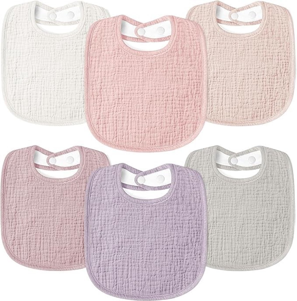Solidchoice - 6 Stuks Baby Sabberdoeken van Musselin met Verstelbare Sluiting