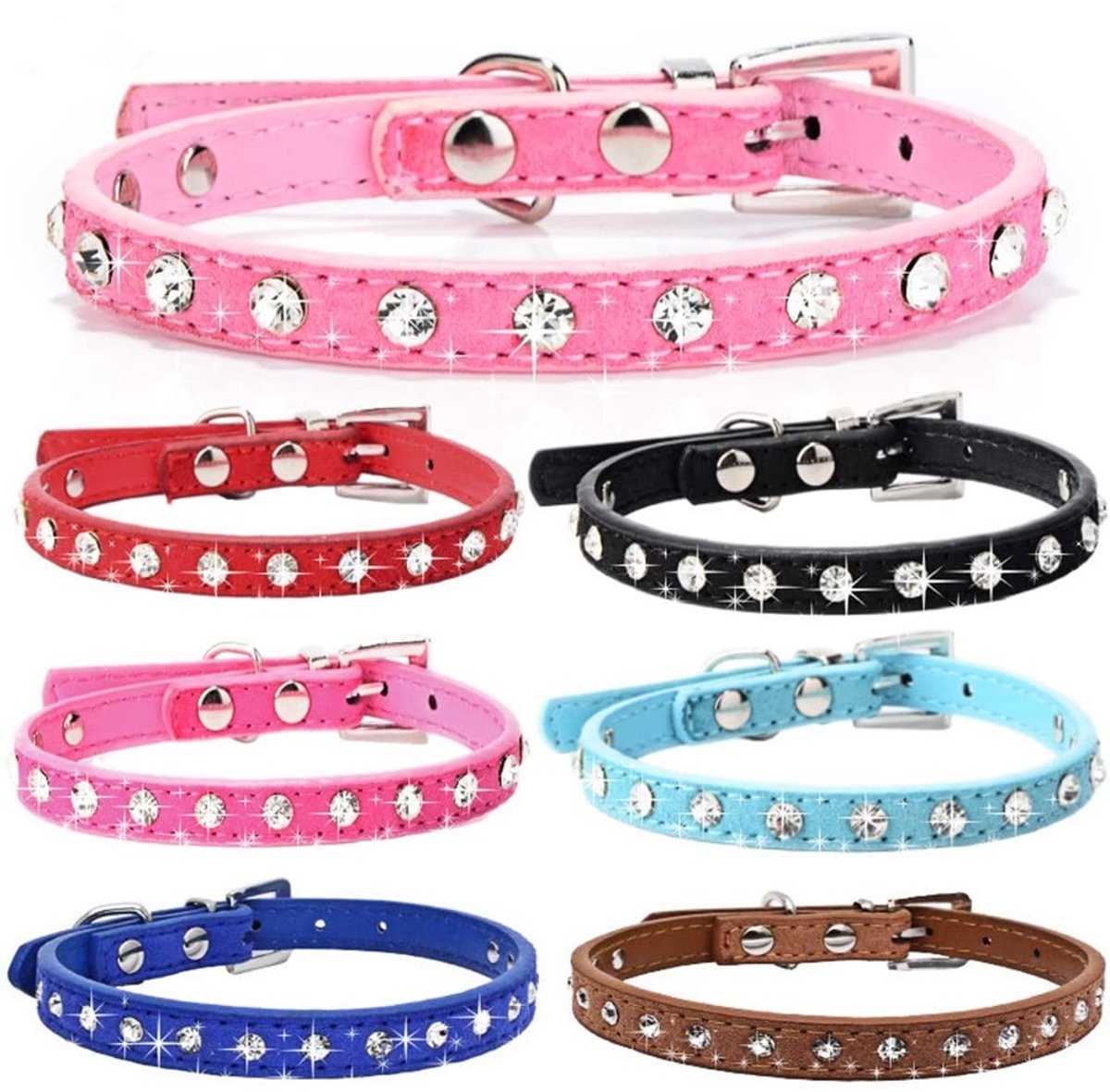 Solidchoice - Schattige Hondenhalsband met Strass Steentjes