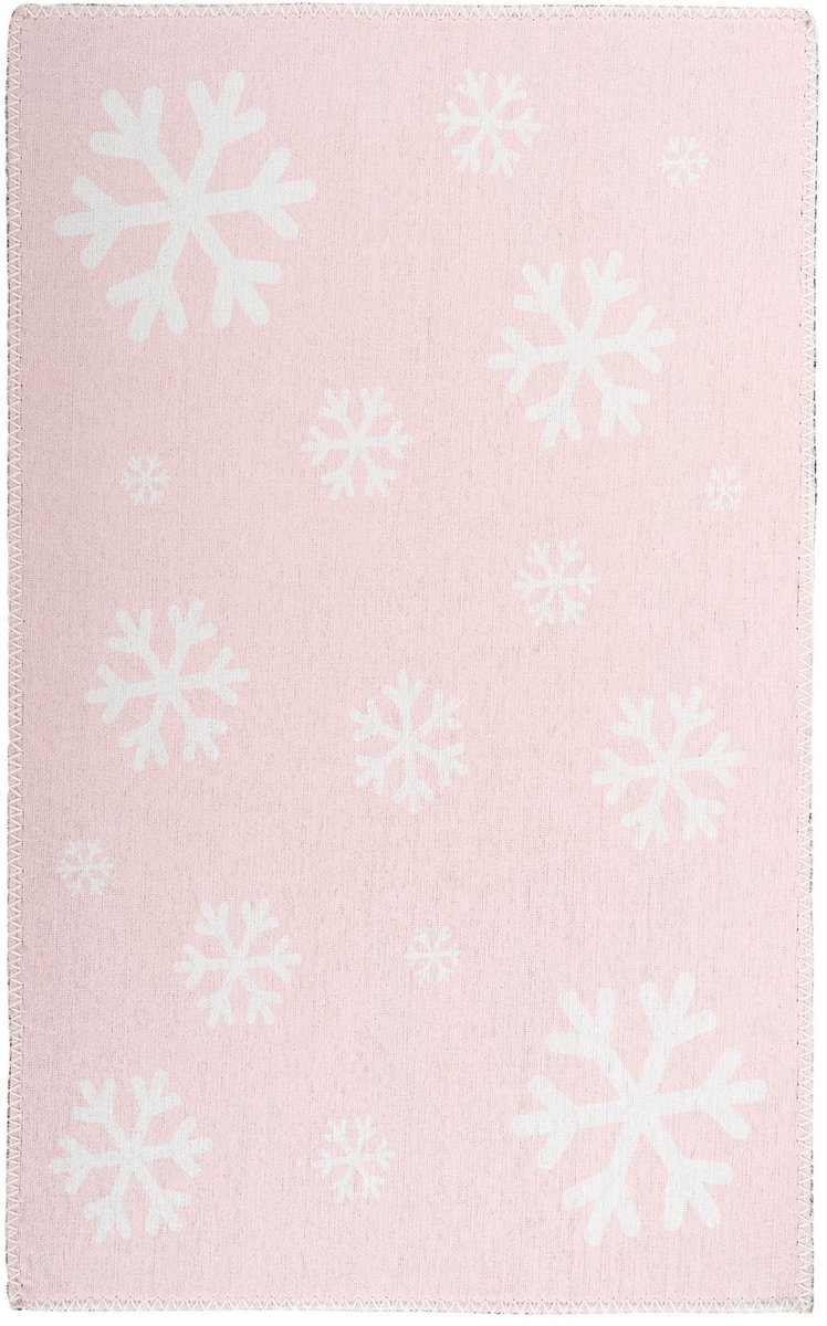 Padiro laagpolig kindervloerkleed 120 x 180 cm - roze - met sneeuwvlok kindermotief - geschikt voor kinderkamer en vloerverwarming - van polyester