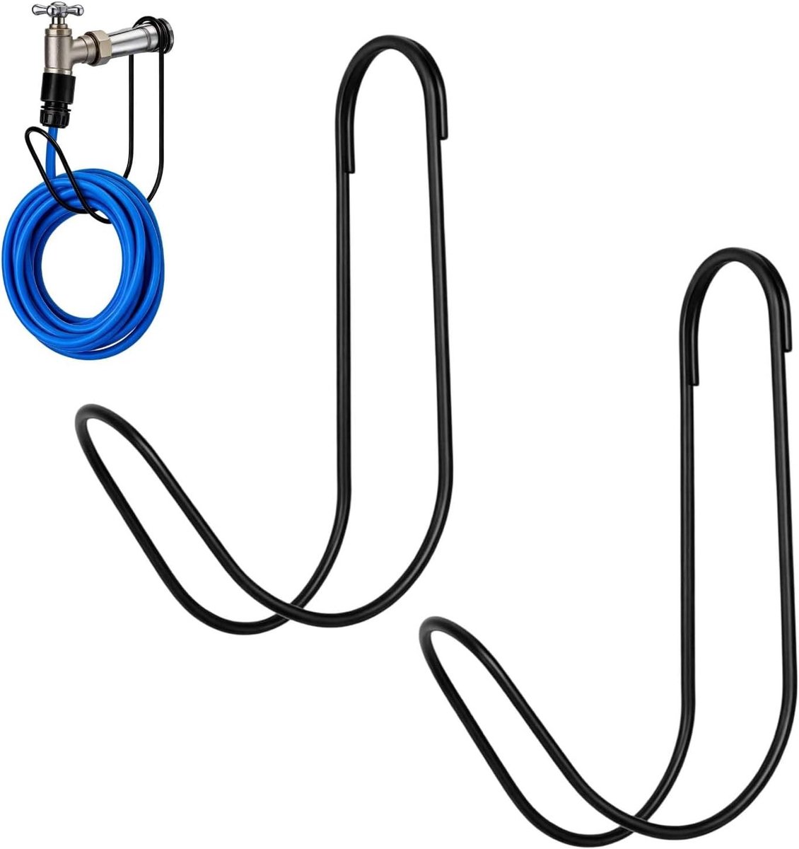 Tuinslanghouder - Zwart - Metalen Dubbelpack - Duurzame Ophangsystemen voor Tuin en Garage